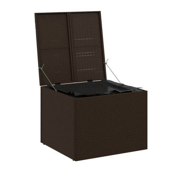 Benzara Outdoor Garden Storage Box Removable Bag Brown Poly Rattan Woven -BM326340