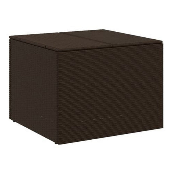 benzara Outdoor Garden Storage Box Removable Bag Brown Poly Rattan Woven -BM326340