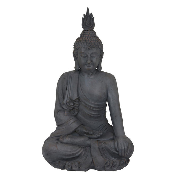 Benzara Outdoor Sitting Buddha Sculpture Meditating Charcoal Resin 42 Inch -BM324586
