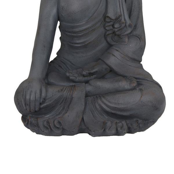 Benzara Outdoor Sitting Buddha Sculpture Meditating Charcoal Resin 42 Inch -BM324586