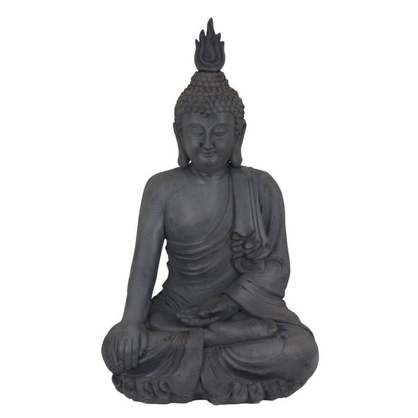 benzara Outdoor Sitting Buddha Sculpture Meditating Charcoal Resin 42 Inch -BM324586