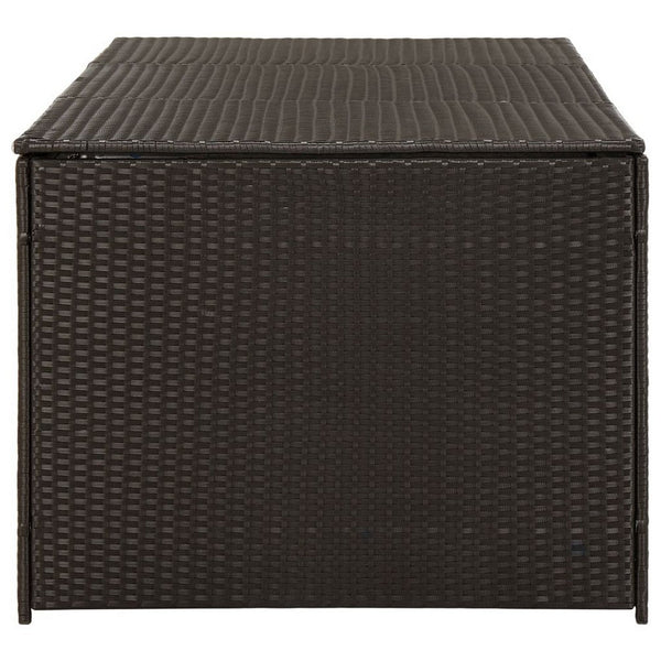Benzara Outdoor Storage Box Brown Rattan 71 Inch Powder Coated Steel Frame -BM325684