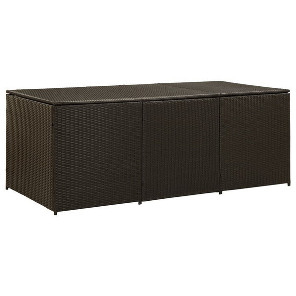 benzara Outdoor Storage Box Brown Rattan 71 Inch Powder Coated Steel Frame -BM325684