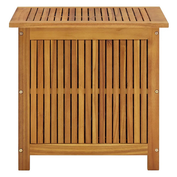 Benzara Outdoor Storage Box Table Acacia Wood With Flip Top Slatted Frame -BM325596