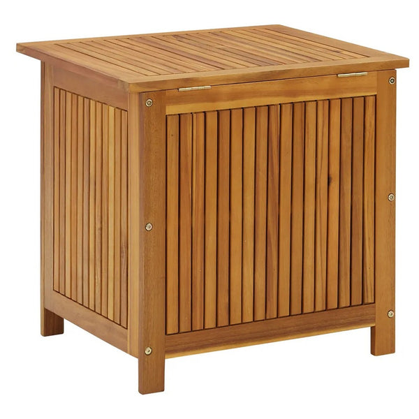 Benzara Outdoor Storage Box Table Acacia Wood With Flip Top Slatted Frame -BM325596