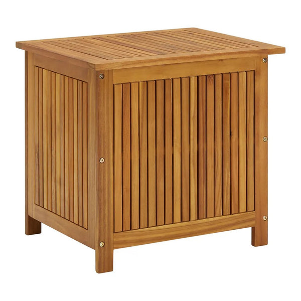 benzara Outdoor Storage Box Table Acacia Wood with Flip Top Slatted Frame -BM325596