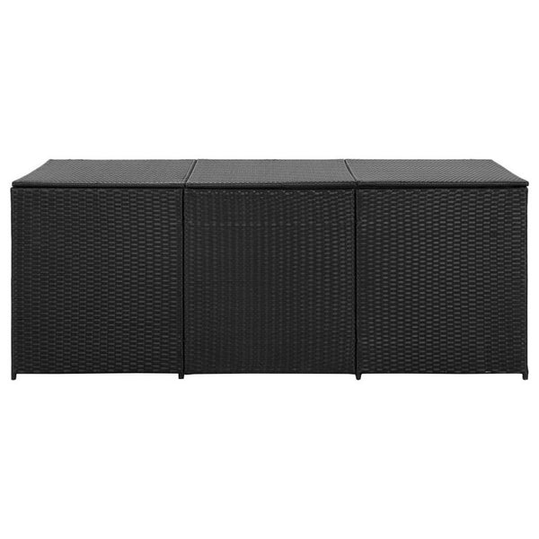 Benzara Outdoor Storage Box With Gas Lift 71 Inch Rectangular Black Rattan -BM326371