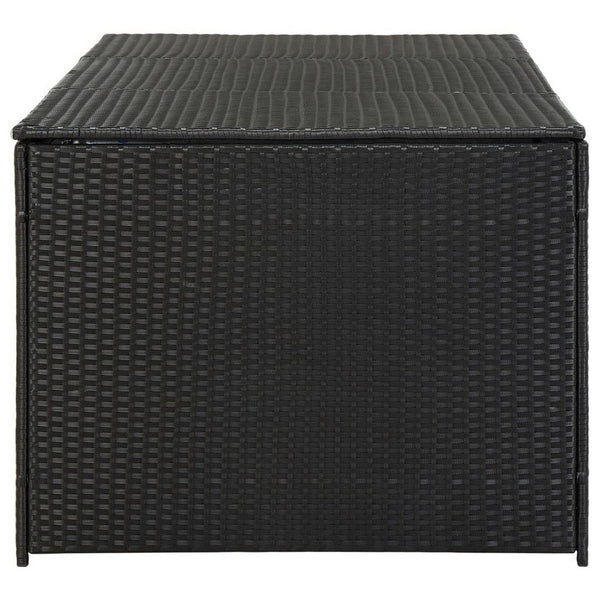 Benzara Outdoor Storage Box With Gas Lift 71 Inch Rectangular Black Rattan -BM326371