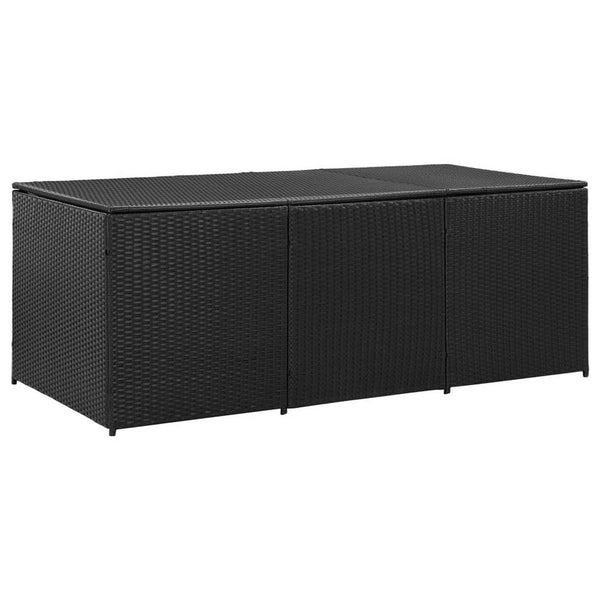 benzara Outdoor Storage Box with Gas Lift 71 Inch Rectangular Black Rattan -BM326371