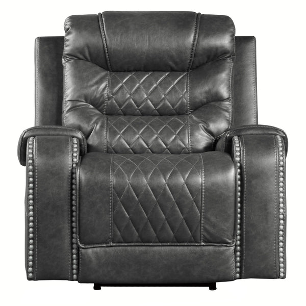 Benzara Paul 38 Inch Power Swivel Glider Recliner Chair USB Gray Faux Leather - BM316054