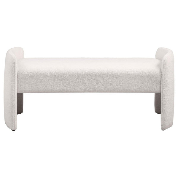 Benzara Perie Accent Bench Modern Ivory Boucle Soft Foam Cushions 55 Inch -BM329652