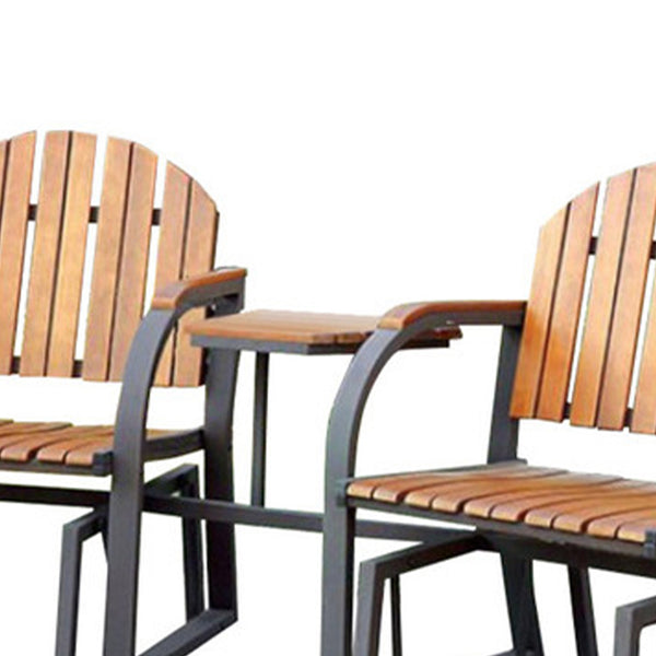 Benzara Perse Contemporary Rocking Chair Set Oak Finish - BM123185