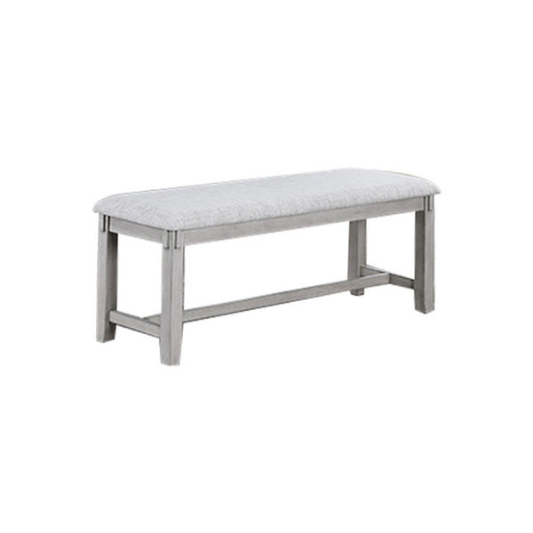 Benzara Peter 50 Inch Dining Bench Fabric Upholstery Cushioned Driftwood Gray - BM310253