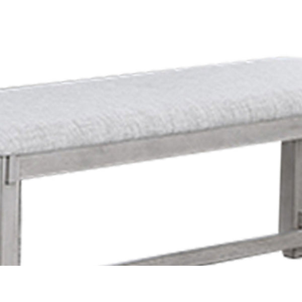 Benzara Peter 50 Inch Dining Bench Fabric Upholstery Cushioned Driftwood Gray - BM310253