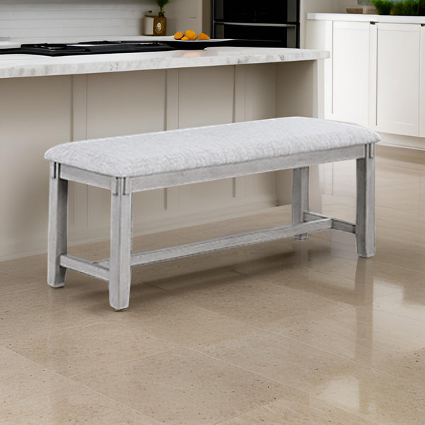 benzara Peter 50 Inch Dining Bench Fabric Upholstery Cushioned Driftwood Gray - BM310253