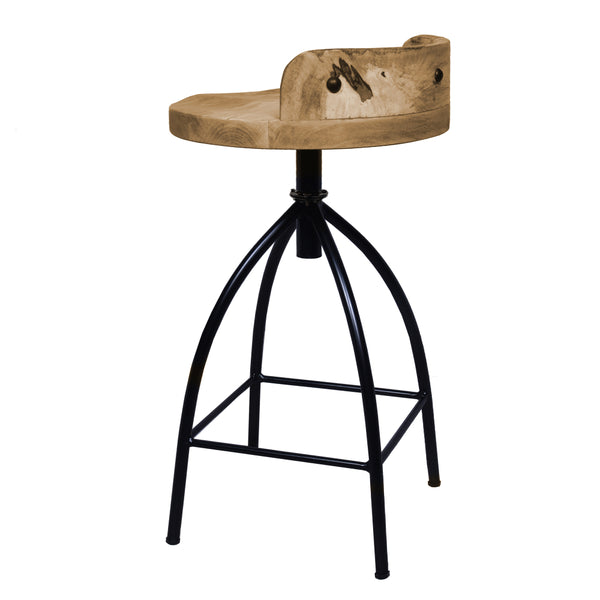 Benzara Pia 25-31 Inch Industrial Style Counter Height Stool With Adjustable Swivel Seat Brown Black- UPT-165867