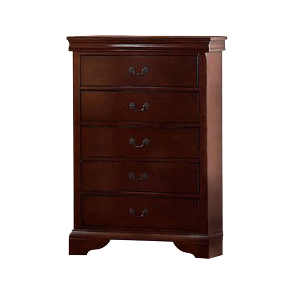 Benzara Pine Wood Plywood & Birch Veneer Chest Cherry - BM171355