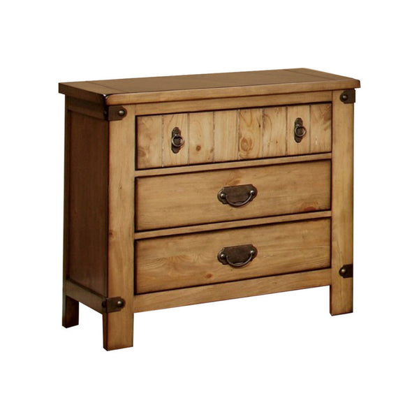 Benzara Pioneer Cottage Night Stand In Weathered Elm Finish - BM123268