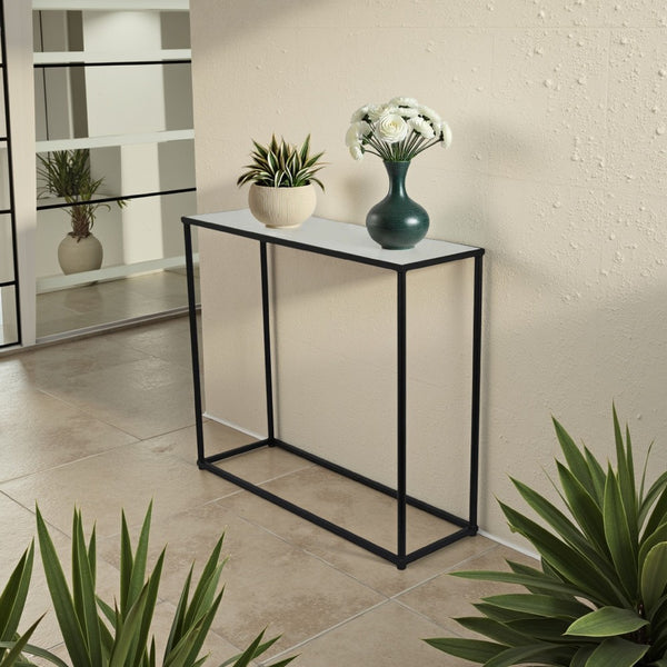 benzara Pix Nesting Plant Stand Table Set of 3 Black Metal Rectangular Glass -BM330984