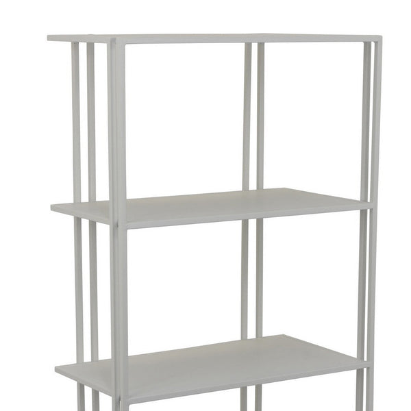 Benzara Plant Display Stand White Metal 4 Shelves Modern Style 38 Inch -BM330990