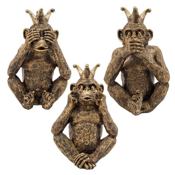 benzara Polyresin Monkey Accent Decor Set of 3 Gold - BM232727