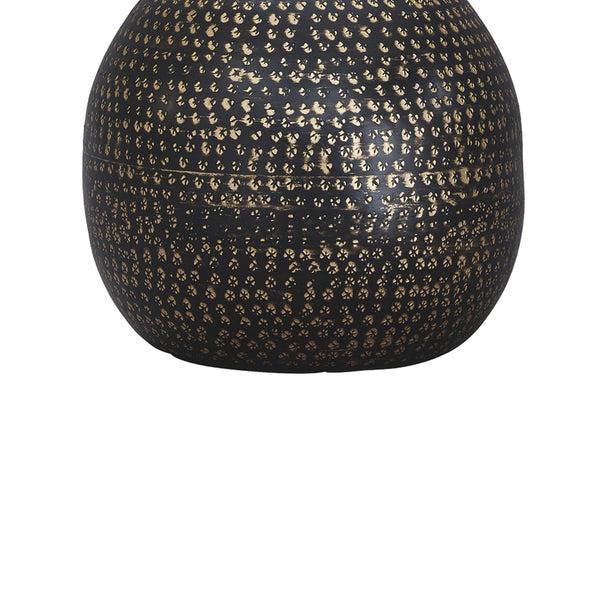 Benzara Pot Bellied Base Metal Table Lamp With Dotted Pattern Black - BM231413