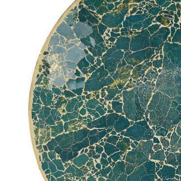 Benzara Qwin Decorative Wall Platter 24 Inch Glass Mosaic Pattern In Green -BM331484