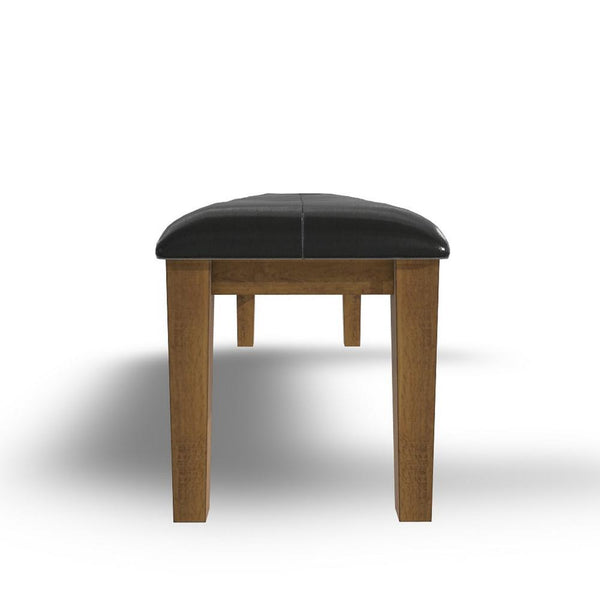 Benzara Raly Dining Bench 50 Inch Plush Tufted Faux Leather Seat Brown -BM328206