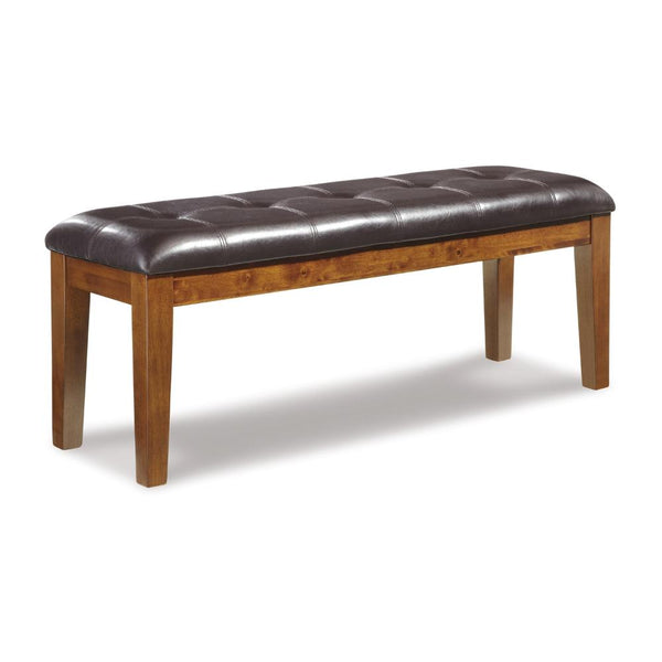 benzara Raly Dining Bench 50 Inch Plush Tufted Faux Leather Seat Brown -BM328206