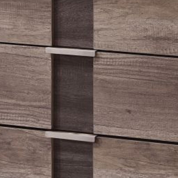 Benzara Rangley 47 Inch Tall Dresser Chest Wood 5 Drawers Metal Handles Brown - BM311823