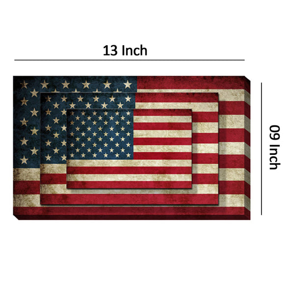 Benzara Rectangle 3 Tier Stacked Wall Art With US Flag Print Set Of 4 Multicolor - BM205848