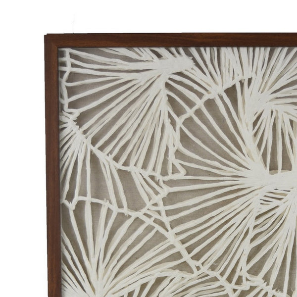 Benzara Rectangular Abstract Wall Decor 24 X 40 Brown White Natural Fiber -BM324539