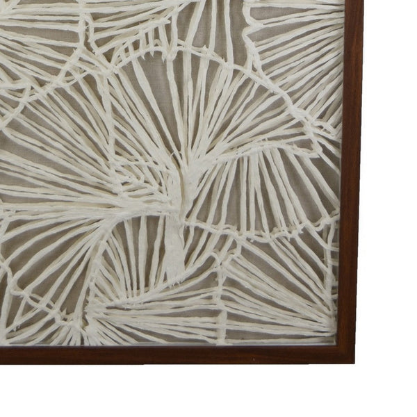 Benzara Rectangular Abstract Wall Decor 24 X 40 Brown White Natural Fiber -BM324539