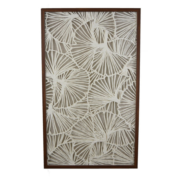 benzara Rectangular Abstract Wall Decor 24 x 40 Brown White Natural Fiber -BM324539