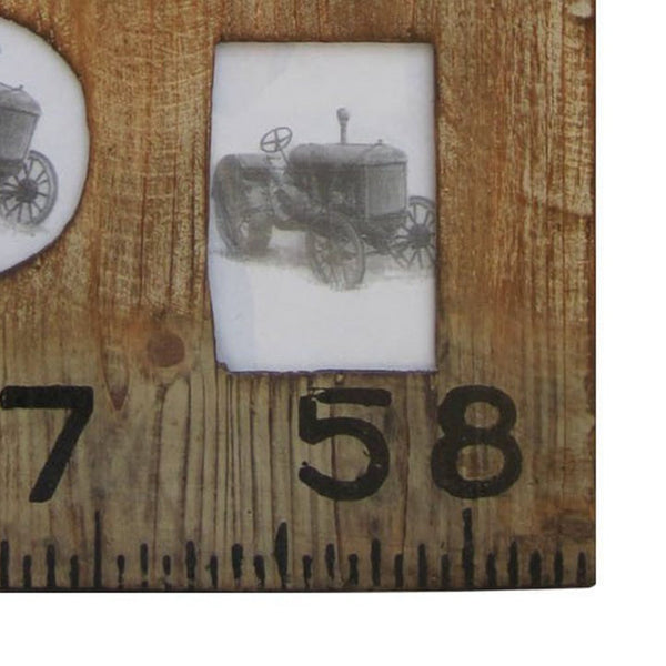 Benzara Rectangular Distressed Wooden Frame With 4 Photo Slots Brown - BM228641