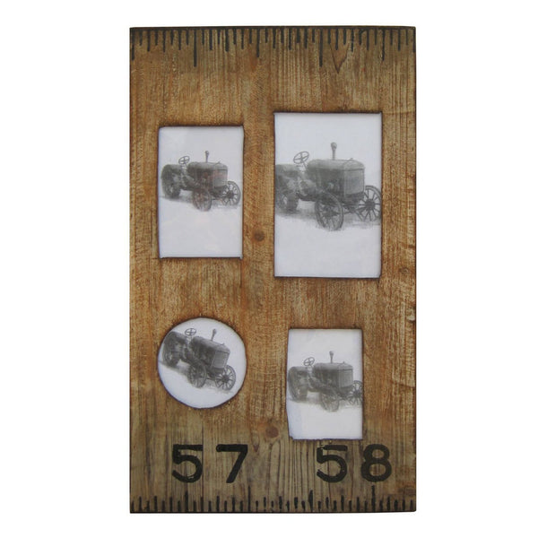 benzara Rectangular Distressed Wooden Frame with 4 Photo Slots Brown - BM228641