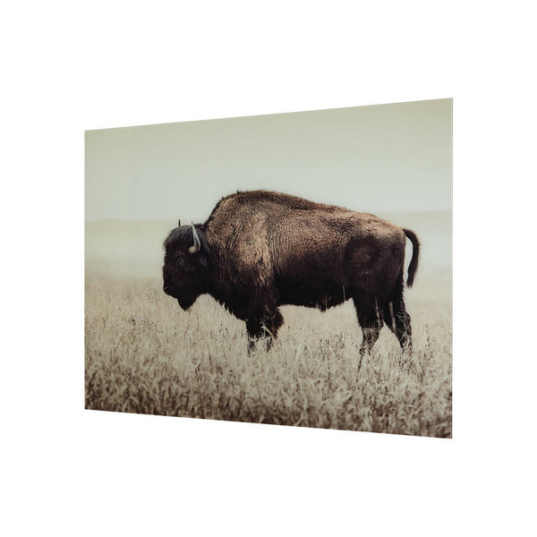 Benzara Rectangular Glass Wall Art With Animal Print And Sawtooth Hanger Brown - BM227122