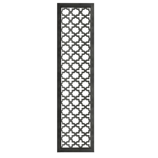 Benzara Rectangular Mango Wood Wall Panel With Cutout Lattice Pattern Burnt Black - BM01888