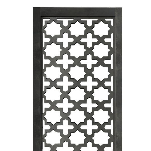 Benzara Rectangular Mango Wood Wall Panel With Cutout Lattice Pattern Burnt Black - BM01888