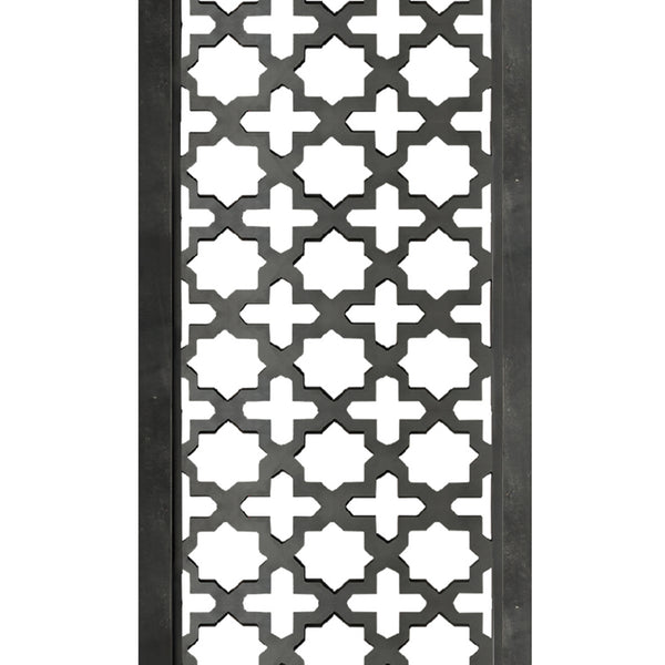 Benzara Rectangular Mango Wood Wall Panel With Cutout Lattice Pattern Burnt Black - BM01888