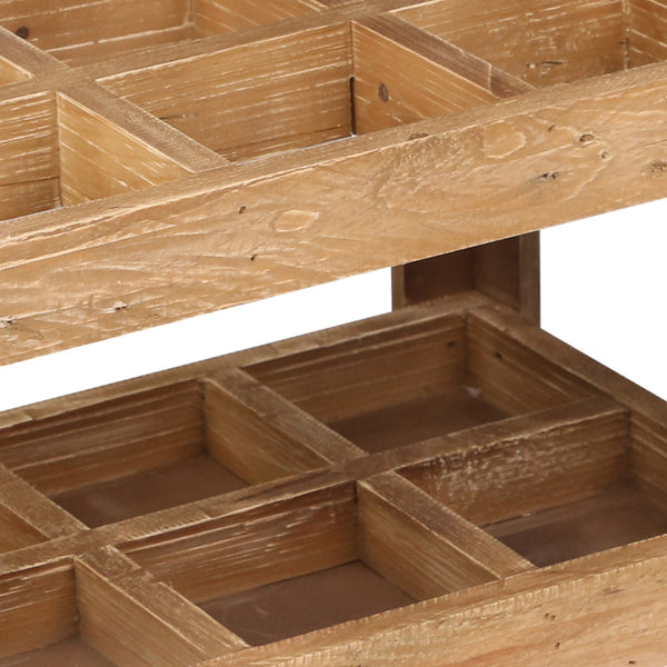 Benzara Rectangular Metal 8 Bottle Wooden Wine Rack Brown And Silver - BM205137