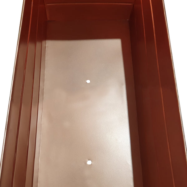 Benzara Rectangular Metal Flower Planter Box With Embossed Line Design Large Copper - BM195218