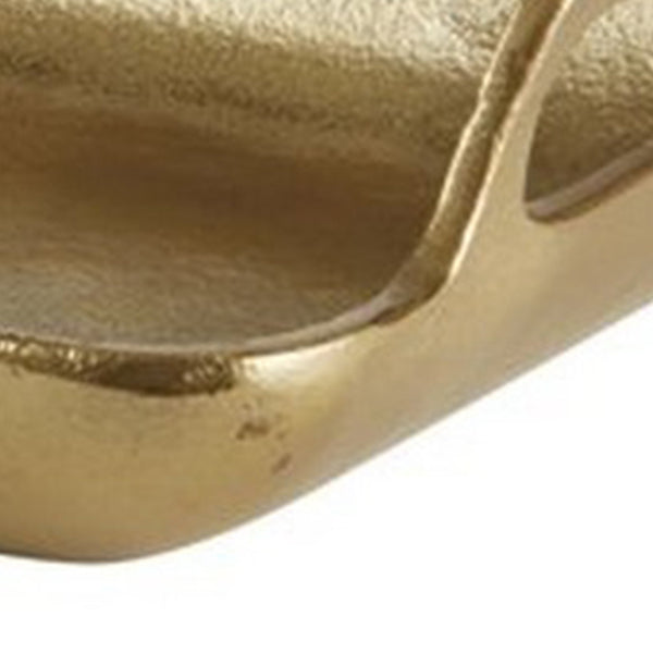 Benzara Rectangular Metal Frame Decorative Tray With Cut Out Handle Gold - BM227398