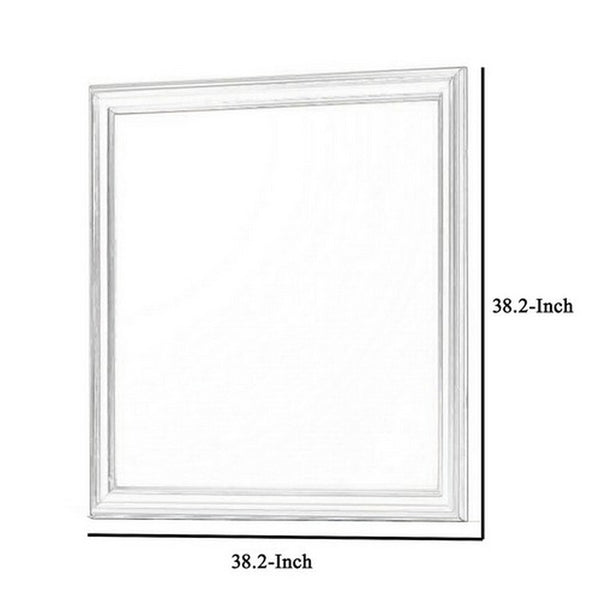 Benzara Rectangular Molded Wooden Frame Dresser Top Mirror Antique Silver - BM215167