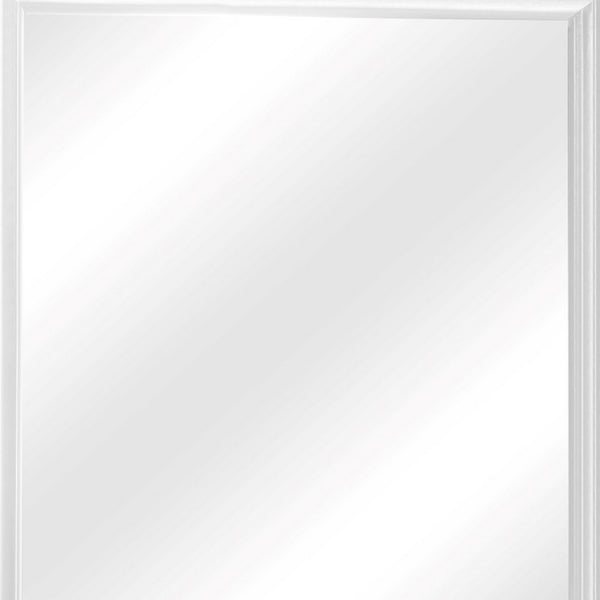 Benzara Rectangular Molded Wooden Frame Dresser Top Mirror White And Silver - BM215170