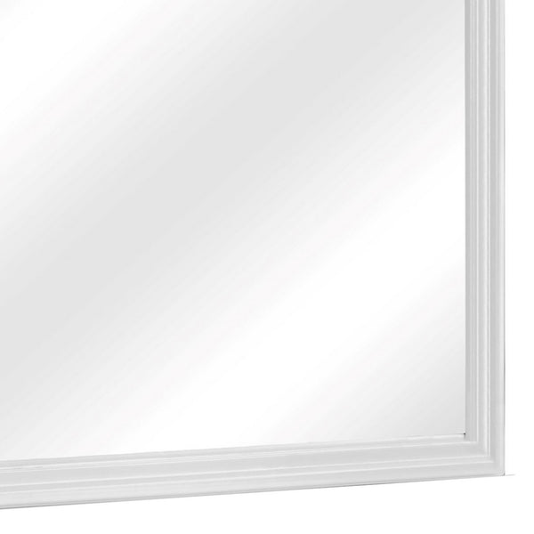 Benzara Rectangular Molded Wooden Frame Dresser Top Mirror White And Silver - BM215170