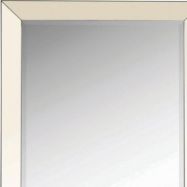 Benzara Rectangular Shaped Floor Mirror With Beveled Edge Silver - BM233236