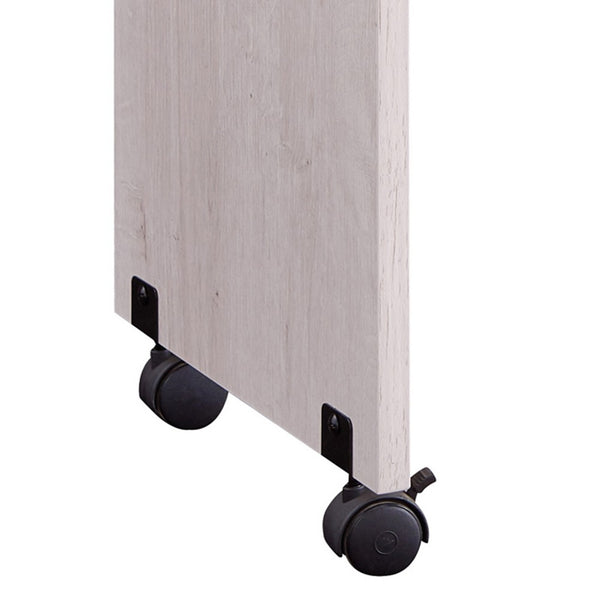 Benzara Rectangular Wooden Desk Return With Casters And Grain Details White Oak - BM208937