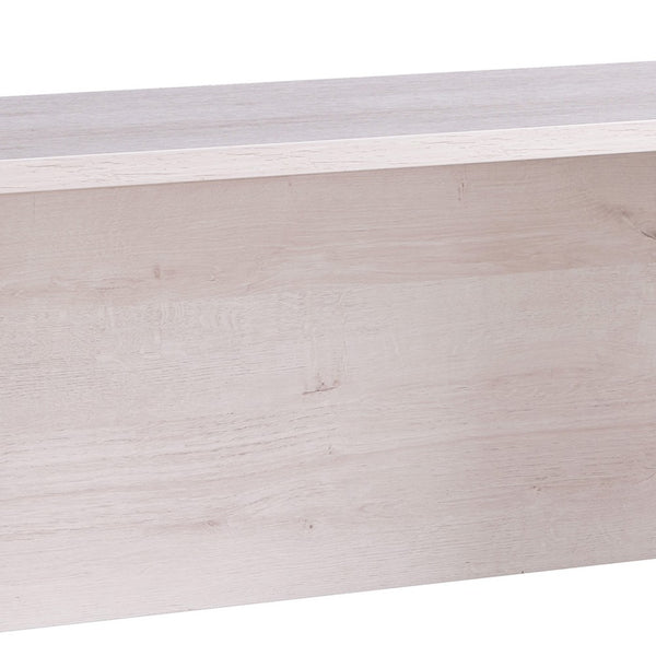 Benzara Rectangular Wooden Desk Return With Casters And Grain Details White Oak - BM208937