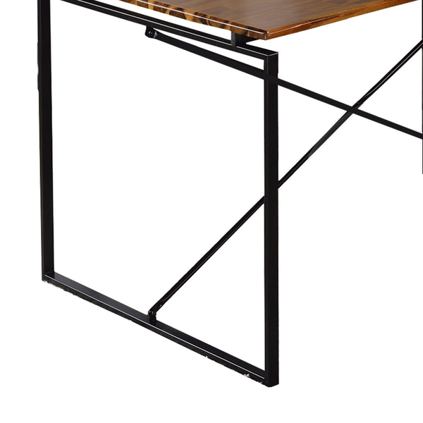 Benzara Rectangular Wooden Dining Table With X Shape Metal Base In Black And Brown - BM209583